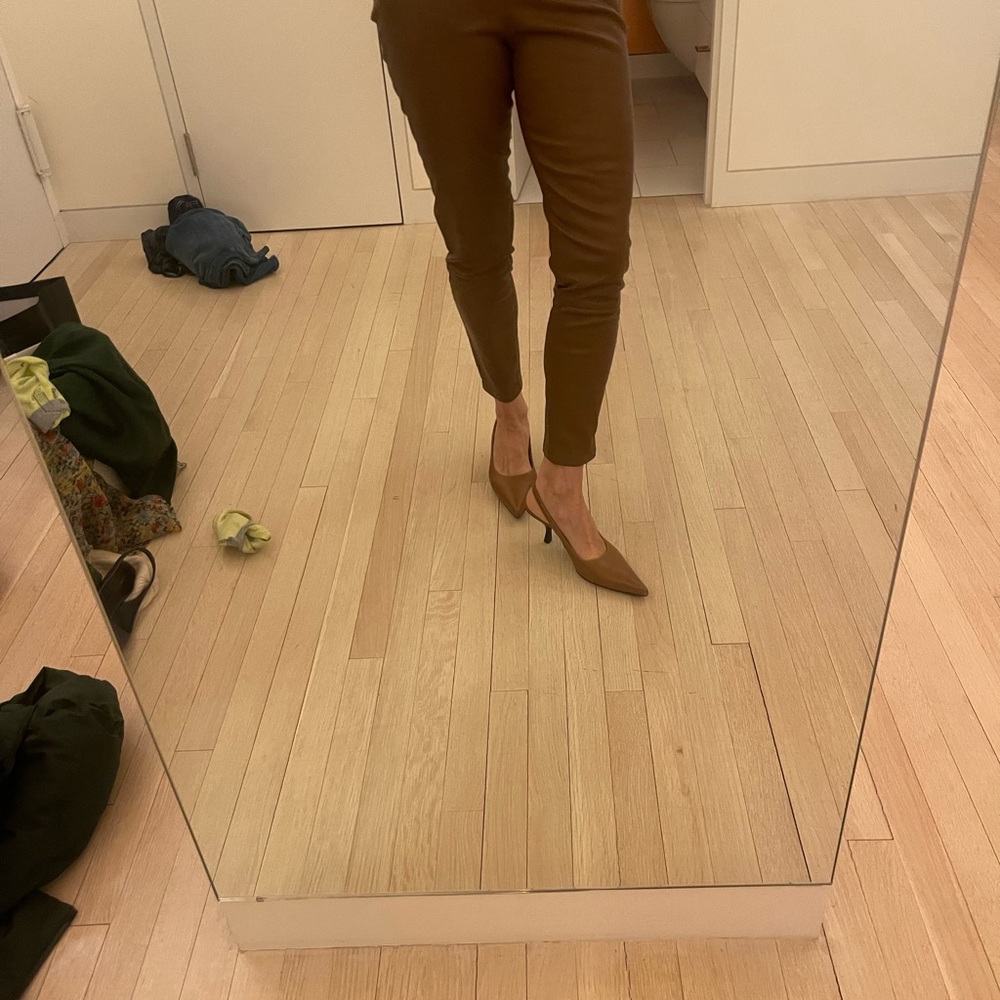 The row cognac leather leggings
